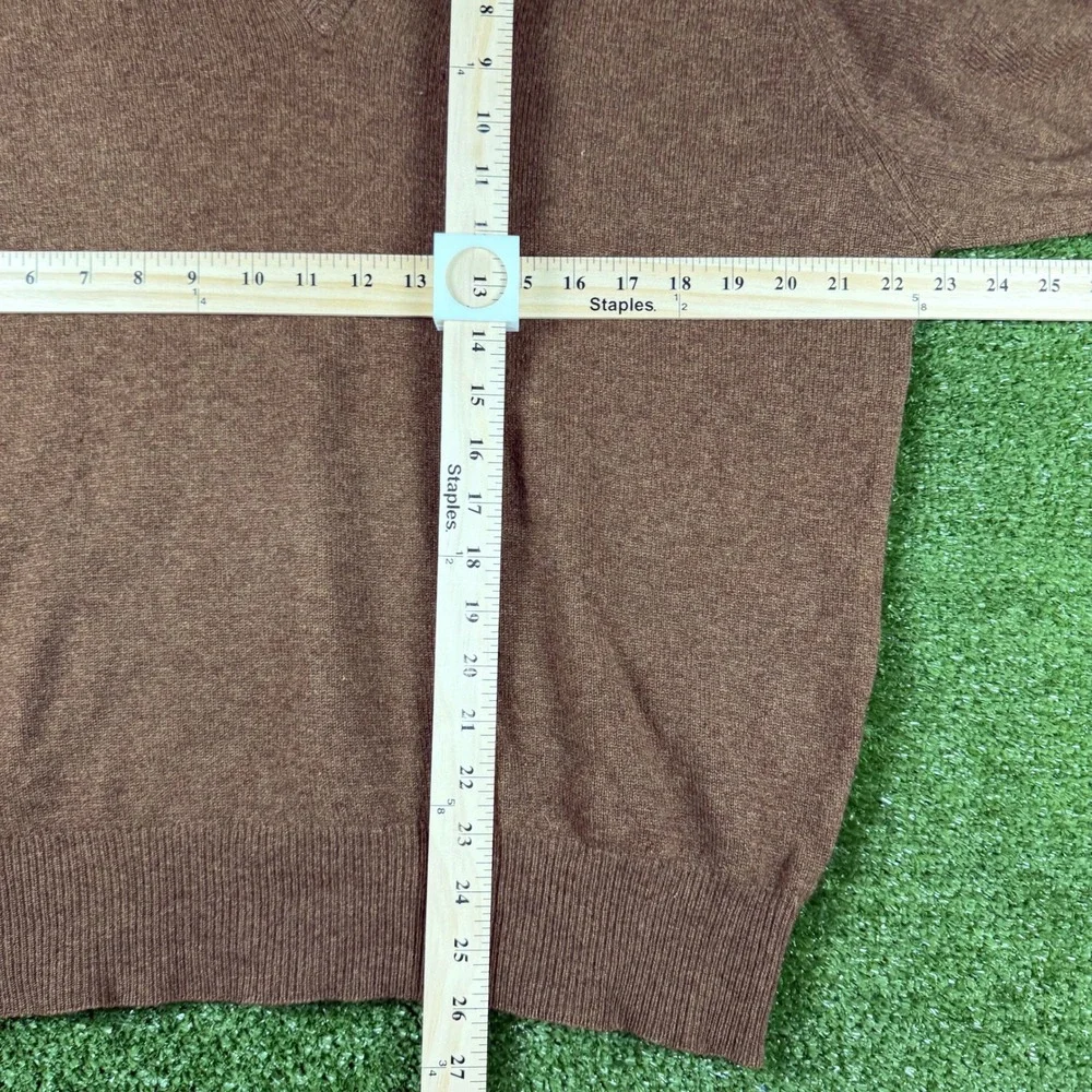 Alan Paine Stewart Brown V-Neck Sweater Mens 44 Pure Lambswool Made in England